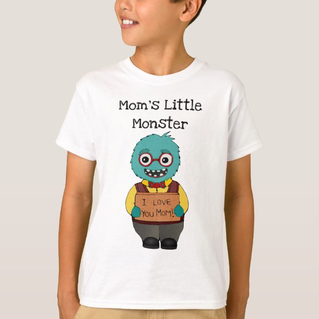 Funny Mom's Little Monster Boy's T-shirt (Front)