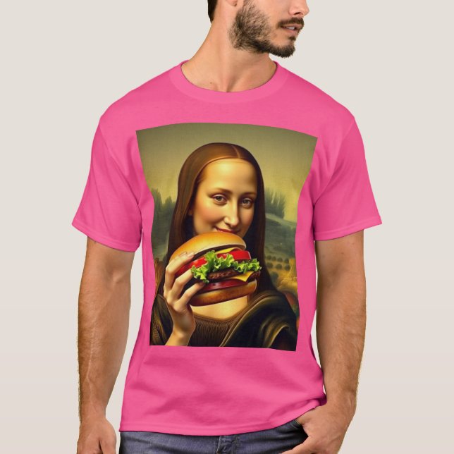 Funny Mona Lisa Burger T-Shirt (Front)
