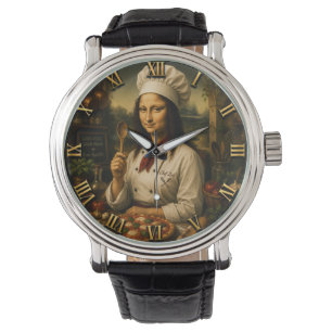 Funny Mona Lisa Chef Kitchen Decor Watch