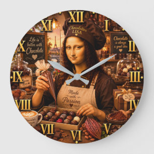 Funny Mona Lisa Chocolatier Gourmet Candy Maker Large Clock