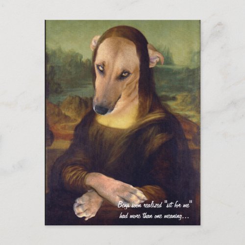 Funny Mona Lisa Dog Meme Picture Postcard