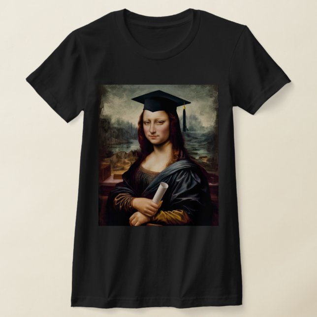Funny Mona Lisa Graduate T-Shirt (Laydown)