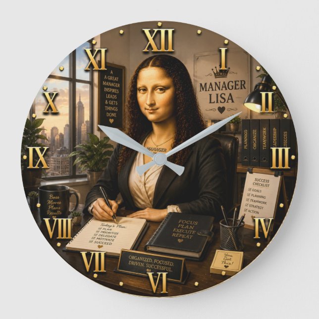 Funny Mona Lisa Manager Office Decor  Large Clock (Front)