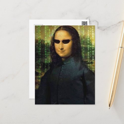 Funny Mona Lisa matrix Leonardo da Vinci Postcard