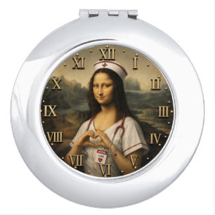 Funny Mona Lisa Nurse RN & Nursing Office Decor Compact Mirror