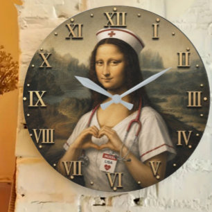 Funny Mona Lisa Nurse RN & Nursing Office Decor  Large Clock