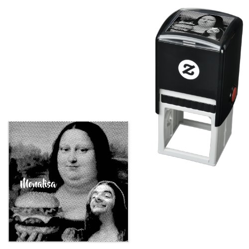 Funny Mona Lisa Parody Art & Mr, Bin Self-inking Stamp