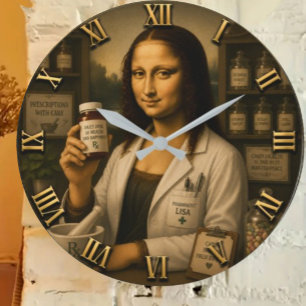 Funny Mona Lisa Pharmacist Pharmacy Large Clock