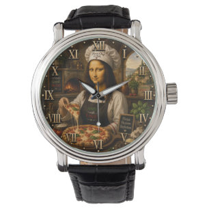Funny Mona Lisa Pizza Chef Italian Pizzeria Watch