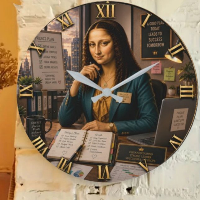 Funny Mona Lisa Project Manager  Office Decor  Large Clock (Creator Uploaded)