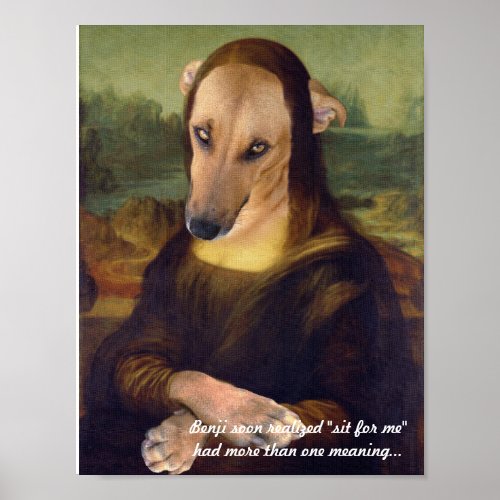 Funny Mona Lisa Puppy Dog Poster