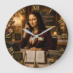Funny Mona Lisa Receptionist Desk Office Decor Large Clock