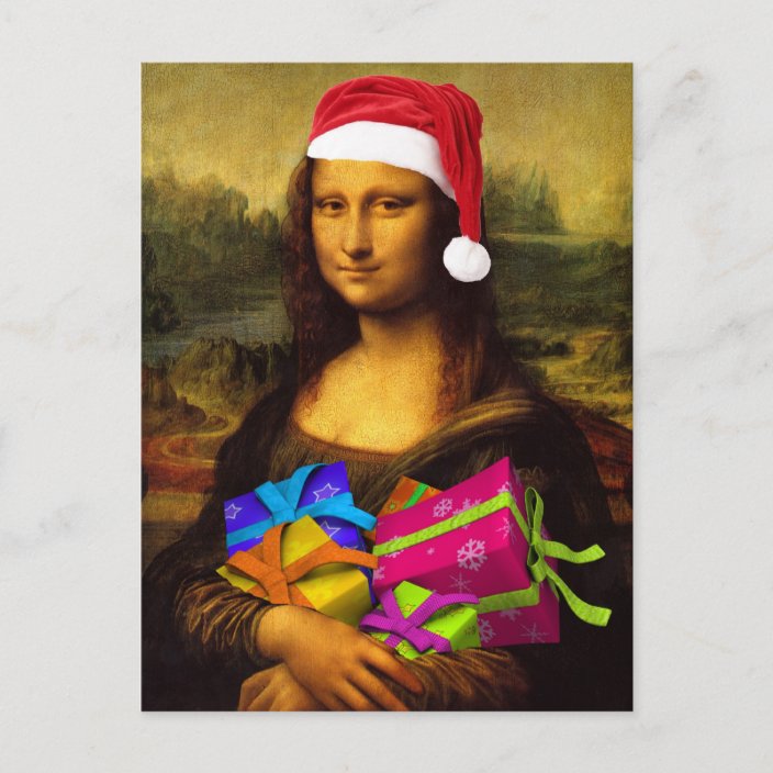 Funny Mona Lisa Santa Claus Holiday Postcard  Zazzlecom