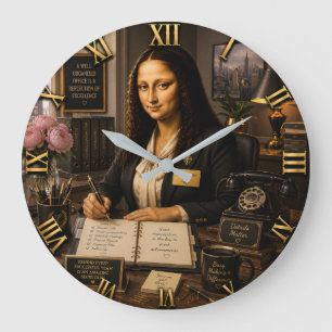 Funny Mona Lisa Secretary Office Desk Large Clock
