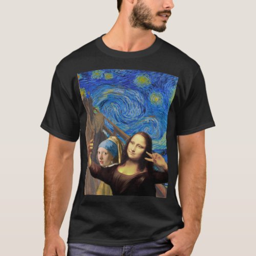 Funny Mona Lisa Selfie T_Shirt