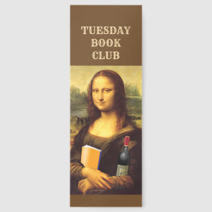 Funny Mona Lisa with Book and Wine Book Club Bookmarks