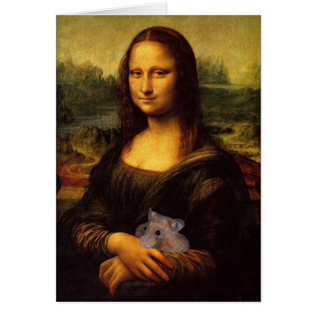 Funny Mona Lisa With Sweet Hamster Cards (Front)