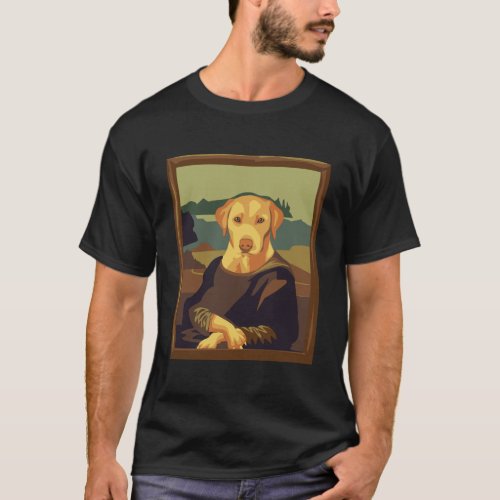 Funny Mona Lisa Yellow Lab Dog Art Parody T_Shirt