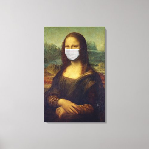 Funny Monalisa Wears Coronavirus Facial Mask Canvas Print