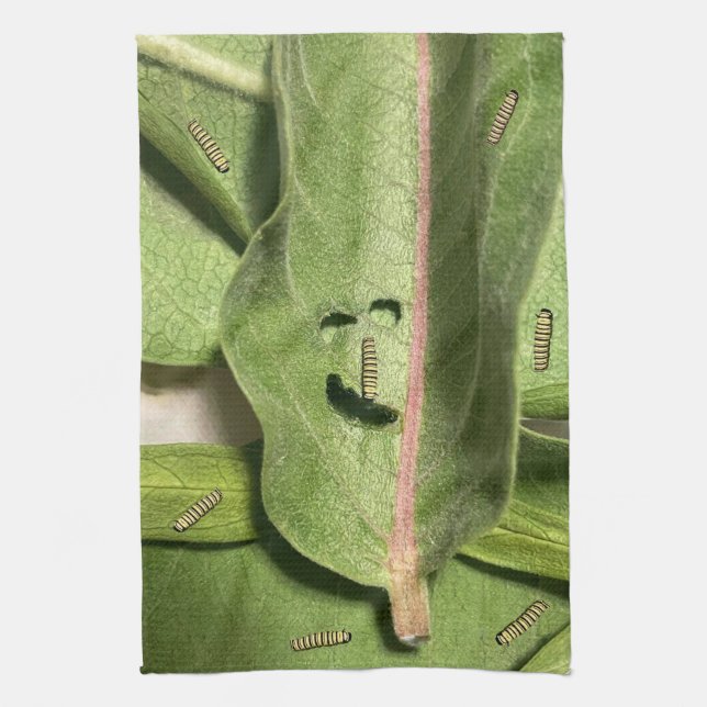 Funny Monarch Butterfly Caterpillar Kitchen Towel (Vertical)