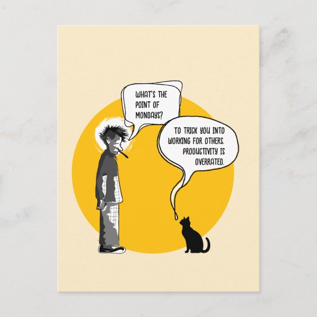 Funny Monday Cat Office Humor Sarcasm Postcard (Front)