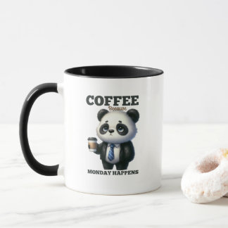 Funny Monday coffee panda bear word art  Mug