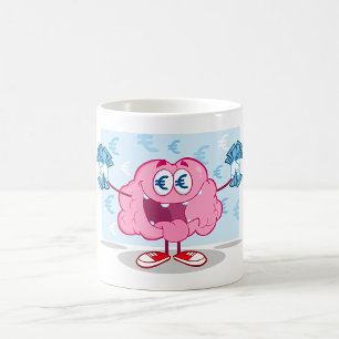 Funny Money Brain Cartoon Euro Cash Lover Coffee Mug