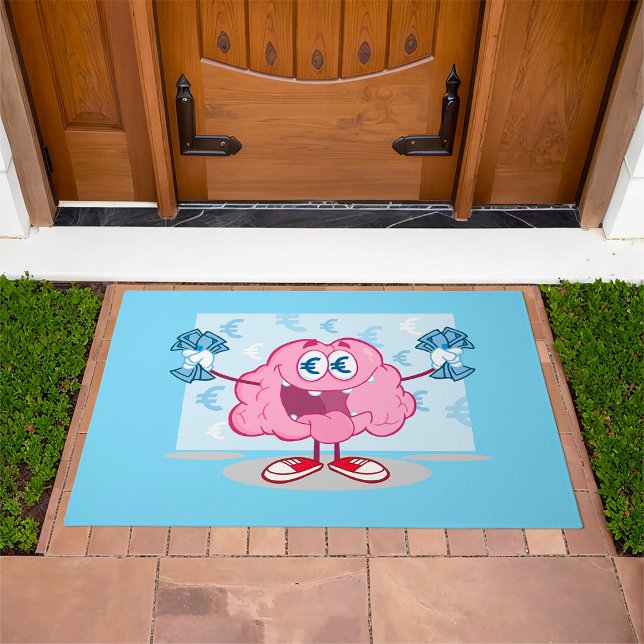 Funny Money Brain Cartoon Euro Cash Lover  Doormat (Creator Uploaded)