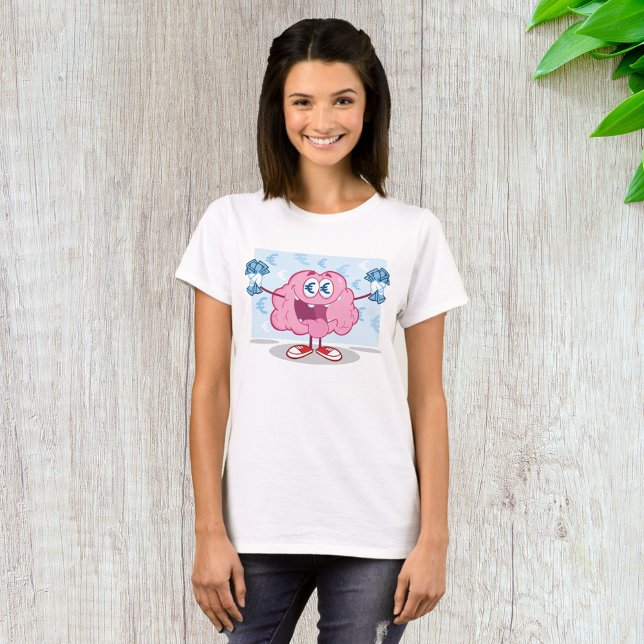 Funny Money Brain Cartoon Euro Cash Lover  T-Shirt (Creator Uploaded)