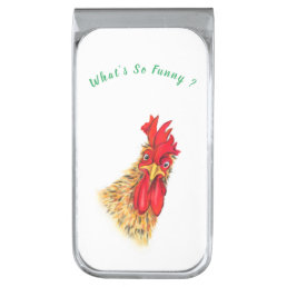 Funny Money Clip Surprised Rooster - Custom Text