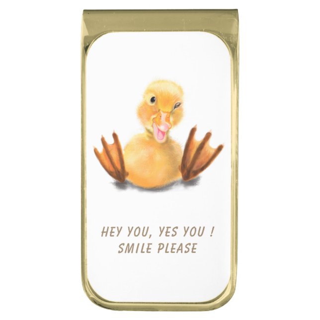 Funny Money Clip with Happy Yellow Duck - Smile (Front Vertical)