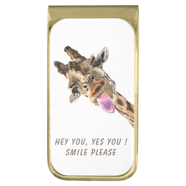 Funny Money Clip with Playful Giraffe - Smile  (Front Vertical)
