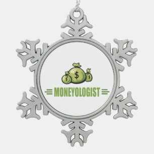 Funny Money Snowflake Pewter Christmas Ornament