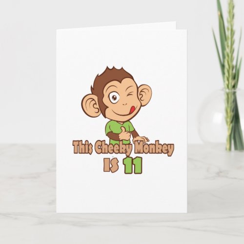 Funny Monkey 11 year old birthday Card