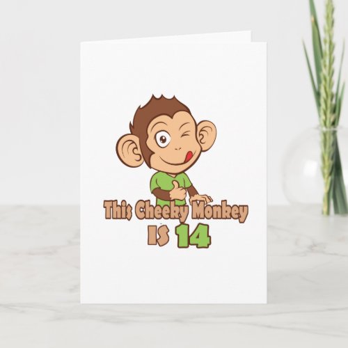 Funny Monkey 14 year old birthday Card