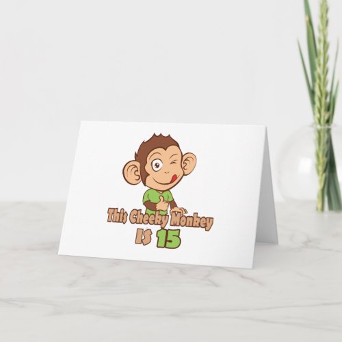 Funny Monkey 15 year old birthday Card