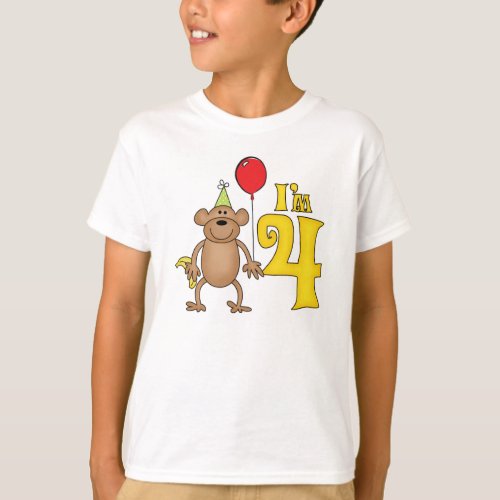 Funny Monkey 4th Birthday T_Shirt