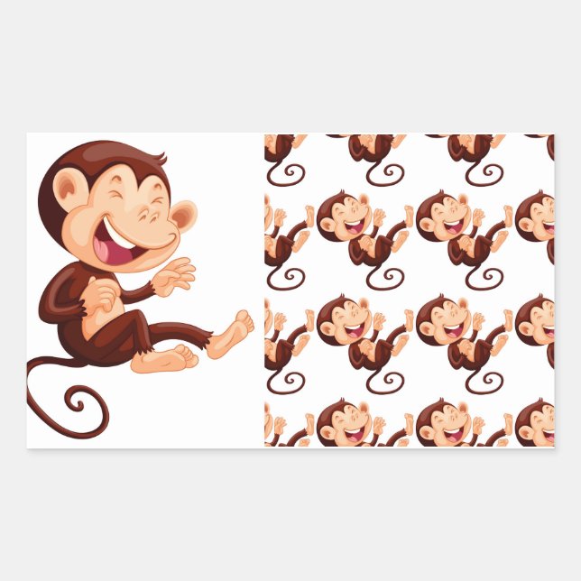 Funny Monkey Animal Pattern Rectangular Sticker (Front)