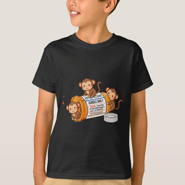 Funny Monkey Anti Depressant Zoo Boys Girls Kids P T-Shirt (Front)