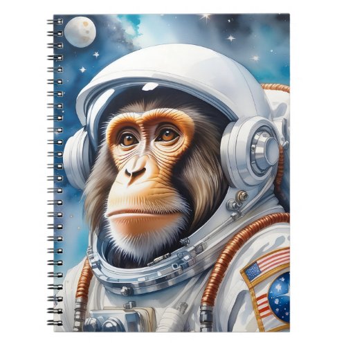 Funny Monkey Astronaut in Outer Space Notebook