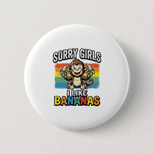 Funny Monkey Banana Vintage Engraving Shirt Design Button