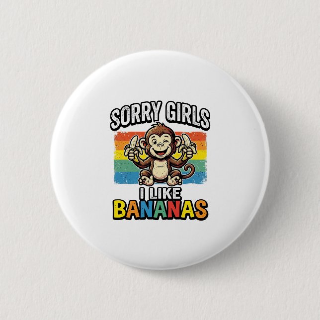 Funny Monkey Banana Vintage Engraving Shirt Design Button (Front)