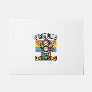 Funny Monkey Banana Vintage Engraving Shirt Design Doormat