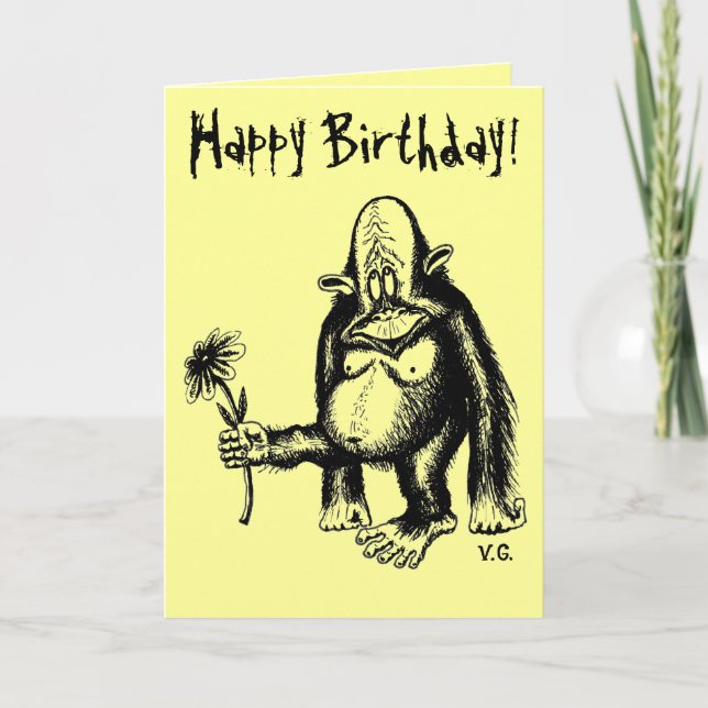 Funny monkey birthday card (Front)