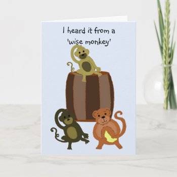 Funny Monkey Birthday Card by seashell2 at Zazzle