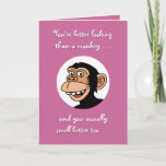 Funny Monkey Birthday Card<br><div class="desc">Funny cartoon MONKEY BIRTHDAY GREETING CARD</div>
