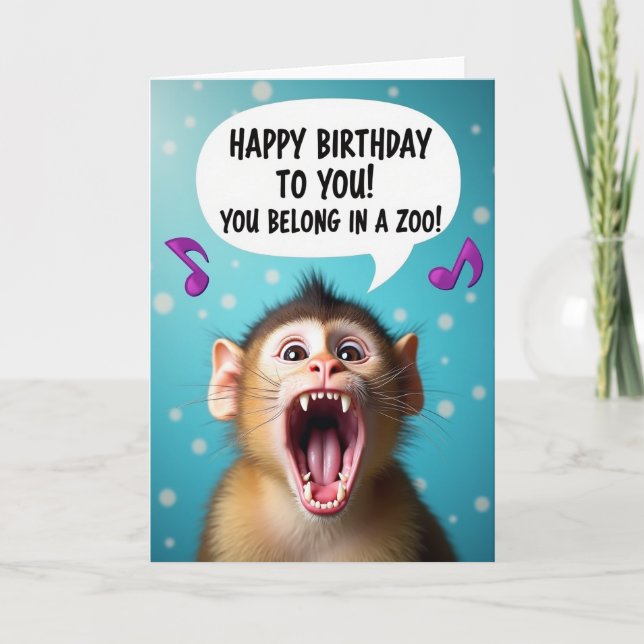 Funny Monkey Birthday Card (Front)