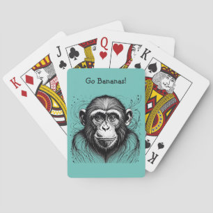 Funny Monkey Black White Ink Customized Poker Cards