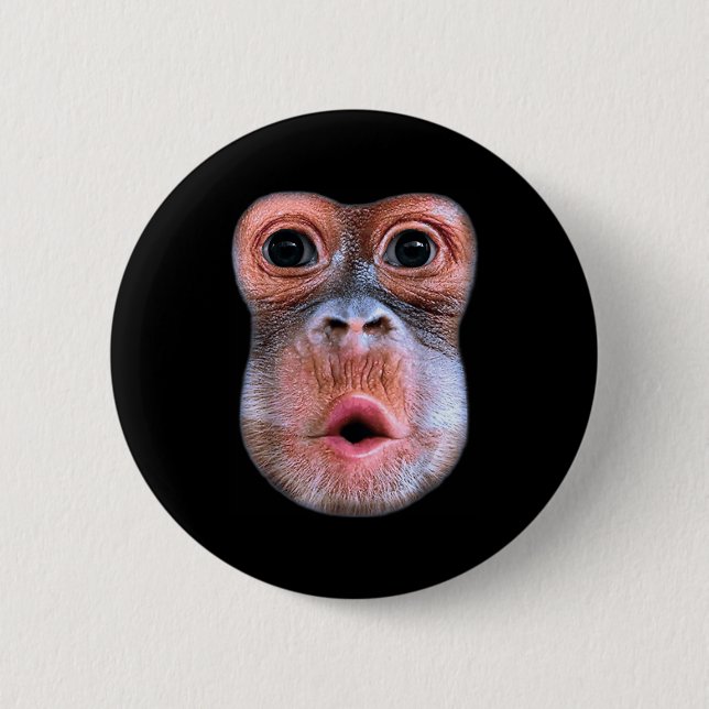 Funny Monkey Blowing Stomach Face, Monkey Blow Sto Button (Front)