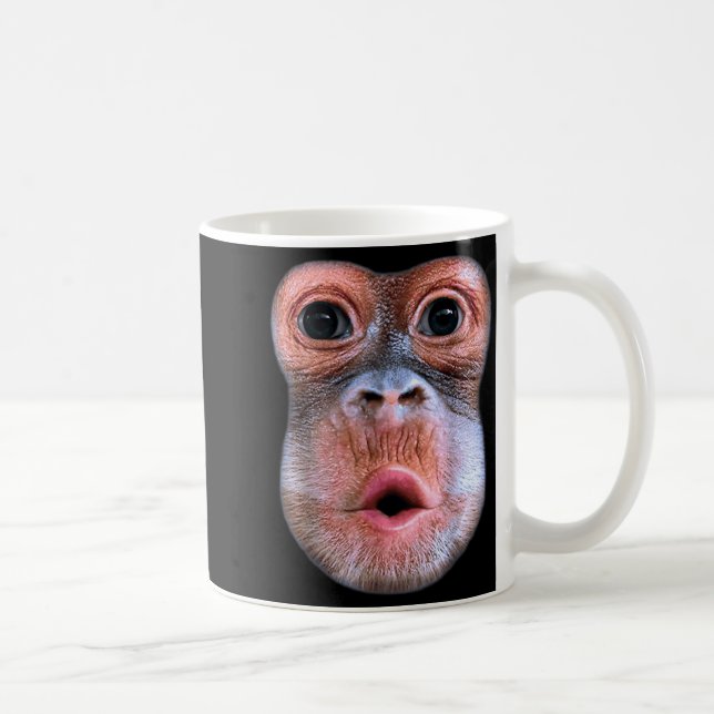 Funny Monkey Blowing Stomach Face, Monkey Blow Sto Coffee Mug (Right)